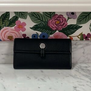 Designer Inspired Black Wallet Clutch Bag Pebble Style Card Logo Purse Handbag 👝